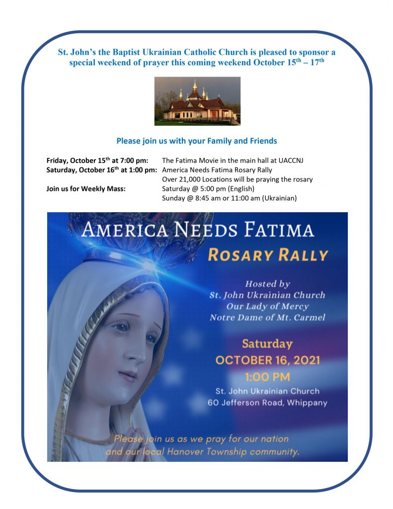 America Needs Fatima Rosary Rally Ukrainian American Cultural Center
